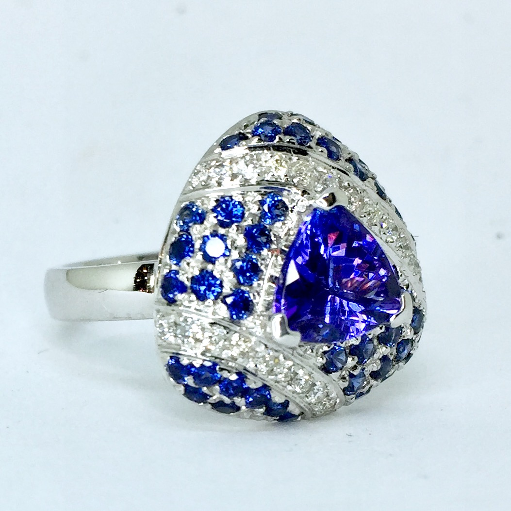 close out tanzanite sapphire diamond ring